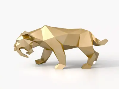 Low Poly Saber Toothed Tiger Low-poly 3D model