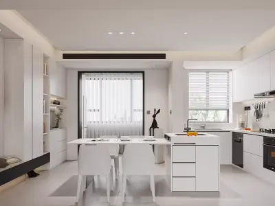 Modern living room dining room interior scenes 119 3D model