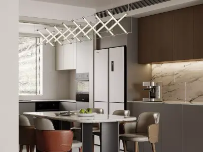 Modern living room dining room interior scenes 332 3D model