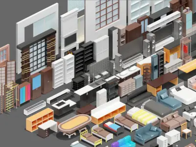 low poly interior 12 Low-poly 3D model