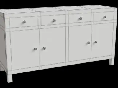 Bohemian Style Buffet Table Low-poly 3D model