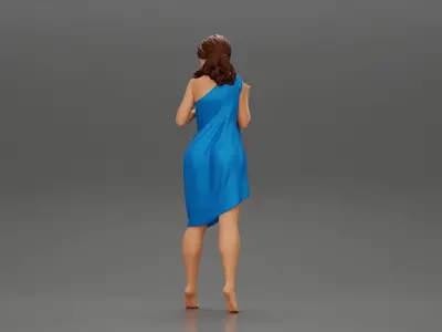 Girl in bikini and suit Leaning Against car on the beach 3D print model