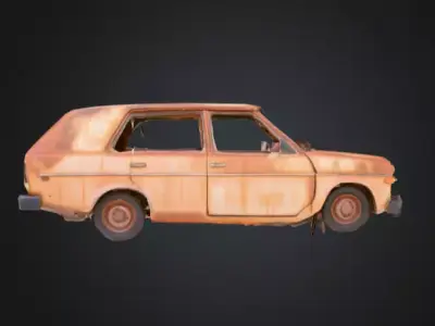 Abandoned Rusty Car Low-poly 3D model