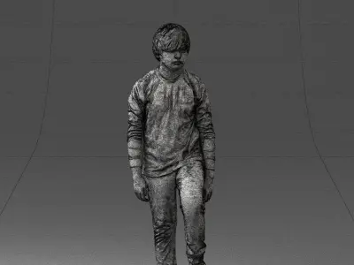 000236 Young Boy Football Player with Soccer Ball 1224 3D model