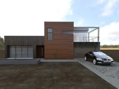 minimalist house in village 3D print model