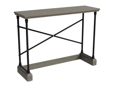 Gray Wood Industrial Table Low-poly 3D model
