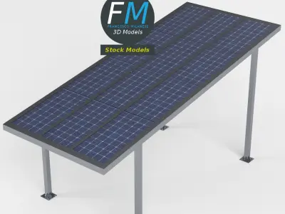 Parking shelter with solar panels 3D model