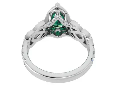 Pear Halo Twisted Ring 3615 3D print model