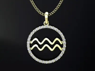 Pendant zodiac sign Aquarius for 3d print 3D print model