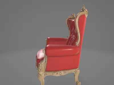 Vintage Elegance Couch - 3D Model for Interior Design Low-poly 3D model
