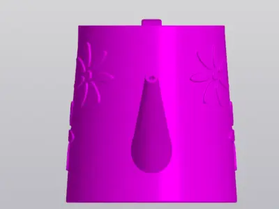 Planter Watering can with daisies Free 3D print model