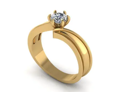 women ring solitaire 3D print model