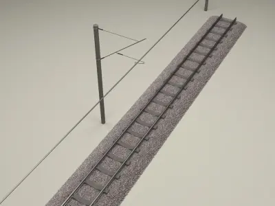 Train Track Electrified 3D model