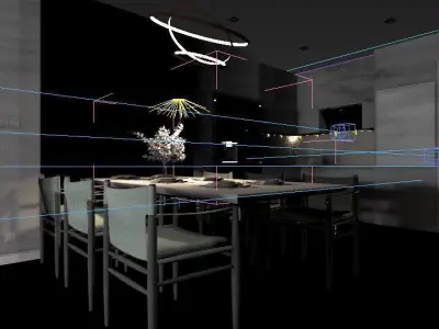 Kitchen Set modern warm tone 3D model