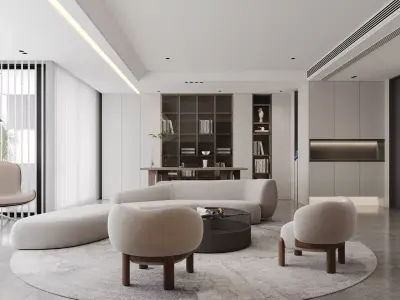 Modern living room dining room interior scenes 349 3D model