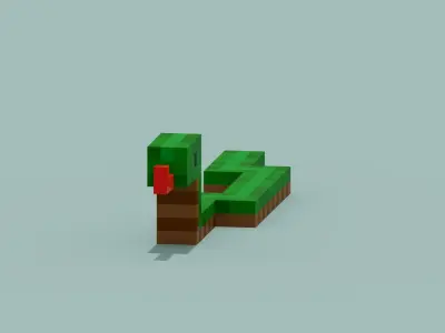 Voxel Snake  Low-poly 3D model