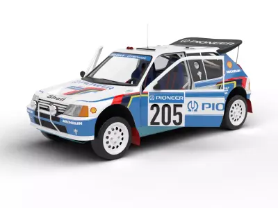 Peugeot 205 T16 Grand Raid Paris Dakar 1988 HQ 3d model 3D model