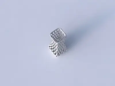 Vase larger opening rectangle with bubble grid lattice 3D print model