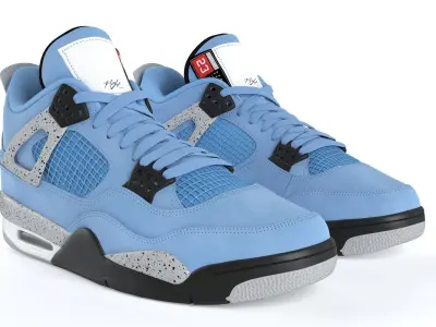 Jordan 4 Retro University Blue PBR 3D model
