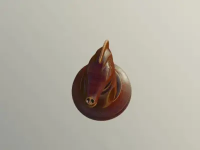 knight wooden chess piece  Low-poly 3D model