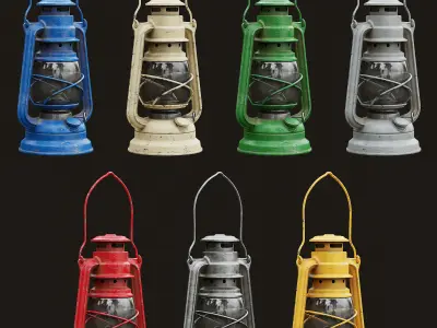 Low Poly PBR Oil Lantern Low-poly 3D model