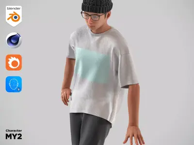 Modular Character - Asian Casual Man - MY2 Low-poly 3D model