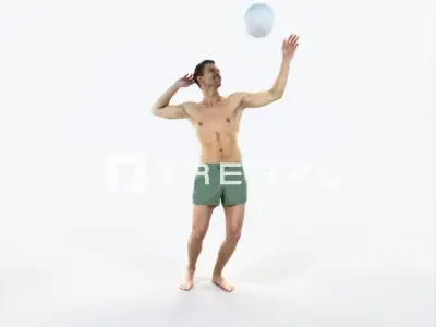 Virtue 04H Beach Serving Sports Man Low-poly 3D model