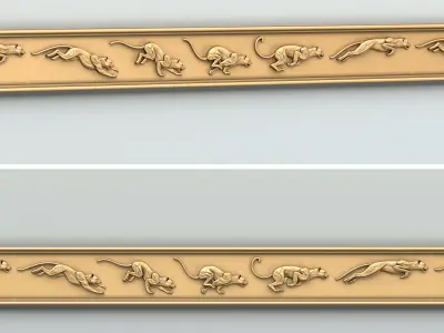 Animal decor 002 Running panthers Five poses 3D model