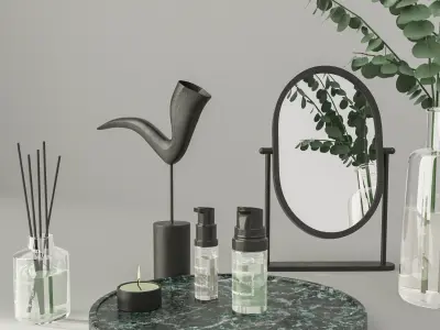 minimalist modern black decorative set 3D model