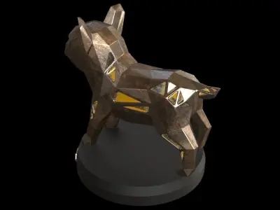 Steampunk Bulldog Puppy Low-poly 3D model