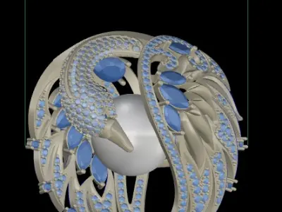 Majestic swan ring with a creative design 3D print model