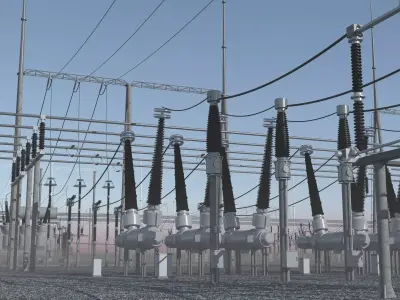110KV to 60KV step-down Substation 3D model