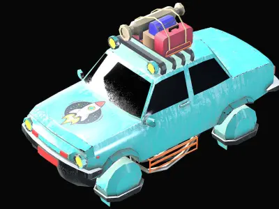 Flying  low poly car  3D model