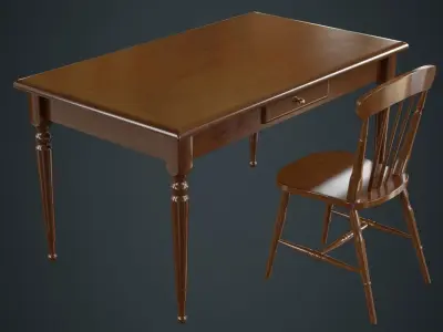Table And Chair 2A Low-poly 3D model