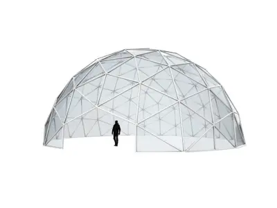 Geodesic Dome with Door Opening and Glass Panels v1 3D model