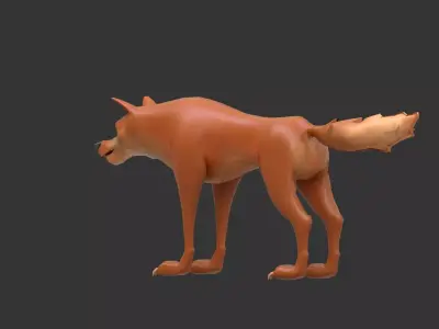 Stylish cartoon wolf 3D model