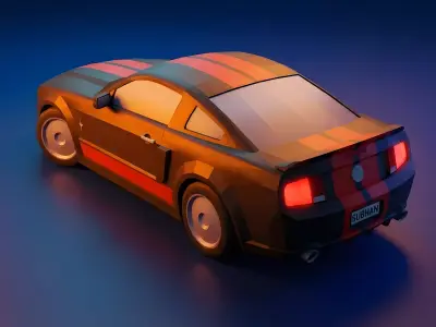 Lowpoly Ford Mustang Shelby Low-poly 3D model