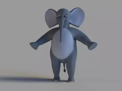Elephant Cartoon Rigged Low-poly 3D model