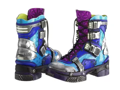 Cyberpunk Boots 4 colors Low-poly 3D model