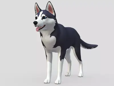 Cartoon dog - Husky Low-poly 3D model