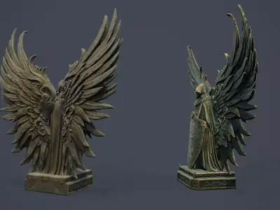 Dark Guardian Angel Statue PBR v2 Low-poly 3D model