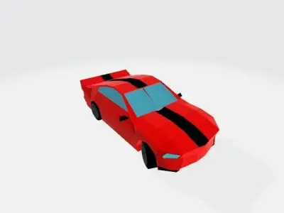 Low Poly Red Car Cartoon 3D model