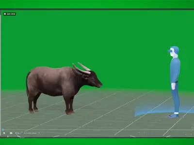 Asian Wild Buffalo Low-poly 3D model