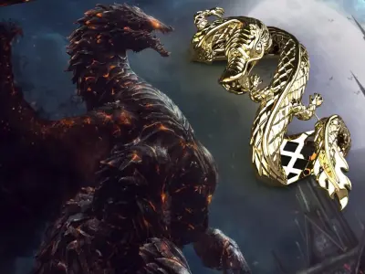 dragon bracelet with leather 3D print model