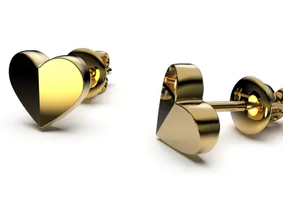 HEART Stud Earrings LOVE GIFT For Valentines Day 3D print model