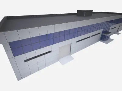 FACTORY AND OFFICE BUILDING -with interior Low-poly 3D model