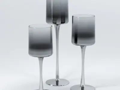 Candlesticks with candles Low-poly 3D model