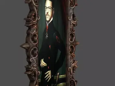 French Old Photo Frame Low-Poly 3D Model Low-poly 3D model