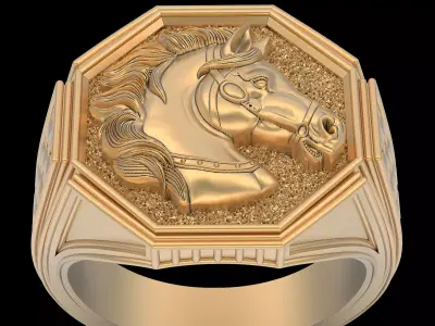 Horse Man Ring silver gold printable jewelry 3D print model