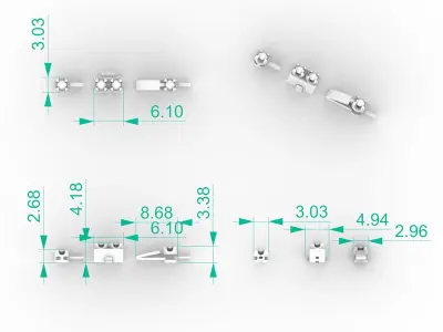 3pt Gem Or Diamond Tennis Bracelet 3D print model